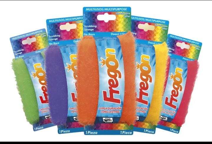 6 pzs fibra esponja fregon*lavatrastes multiusos 12.5x7.5 cm