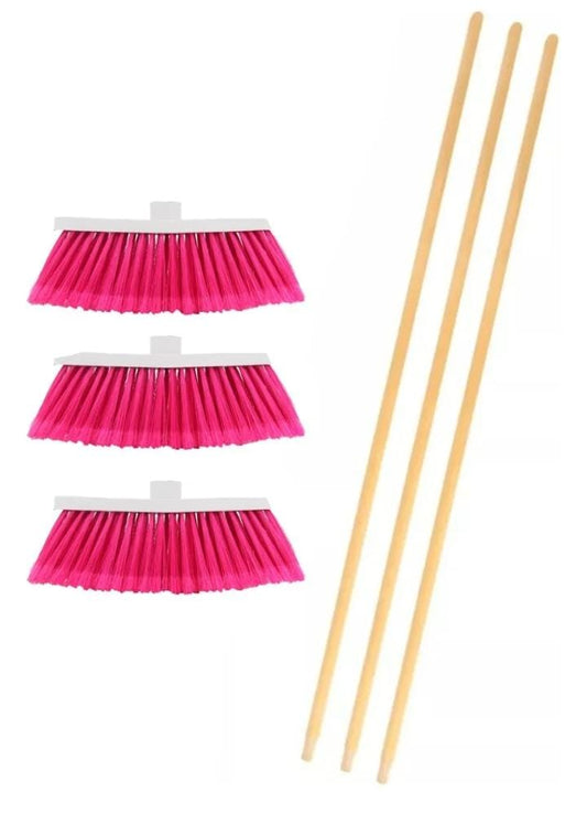 3 Esobas Y 3 Bastones De Madera