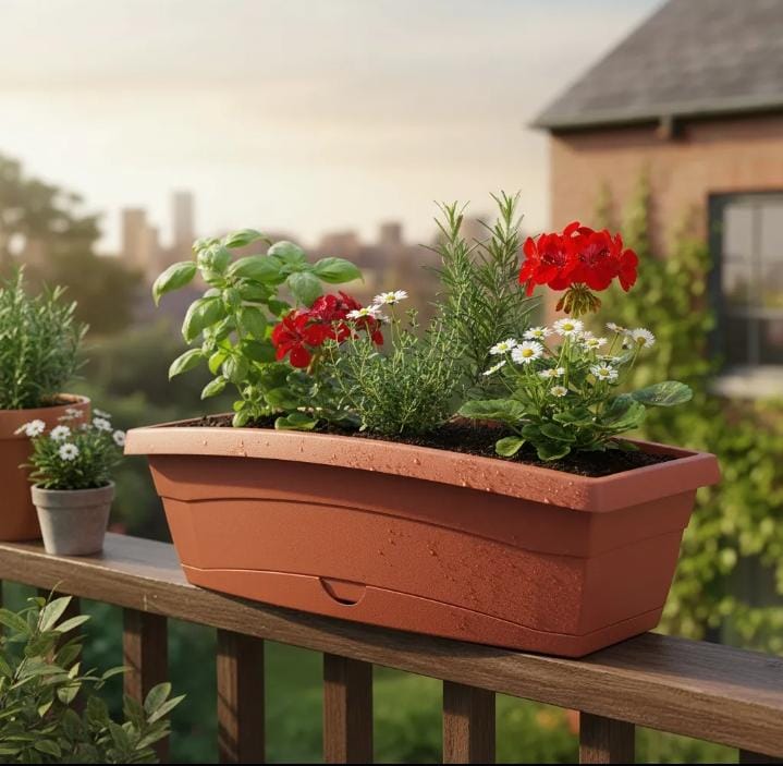 Maceta Larga Jardinera 50 Cm Con Base