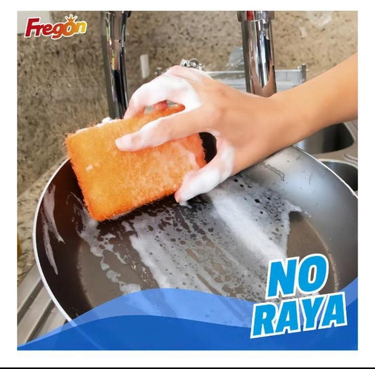 6 pzs fibra esponja fregon*lavatrastes multiusos 12.5x7.5 cm