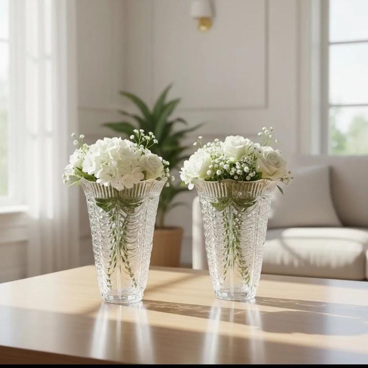 2 Floreros Tipo Cristal De Plastico